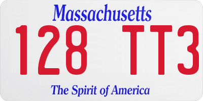 MA license plate 128TT3