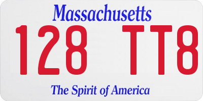 MA license plate 128TT8