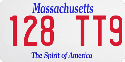 MA license plate 128TT9