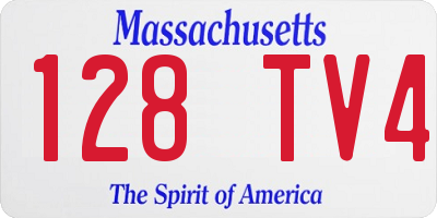 MA license plate 128TV4