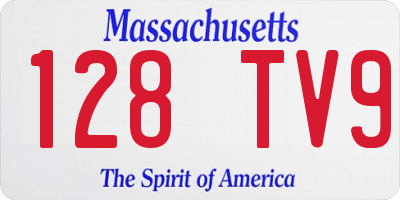 MA license plate 128TV9