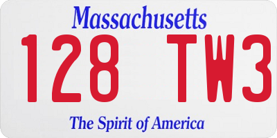 MA license plate 128TW3