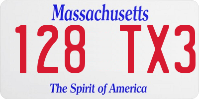 MA license plate 128TX3