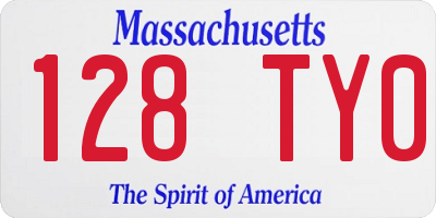 MA license plate 128TY0