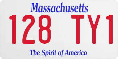 MA license plate 128TY1