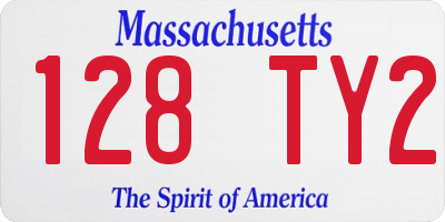 MA license plate 128TY2