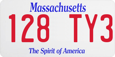 MA license plate 128TY3