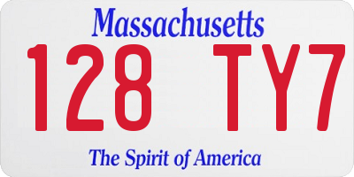 MA license plate 128TY7