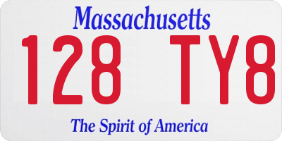 MA license plate 128TY8