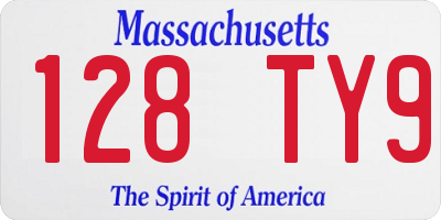 MA license plate 128TY9