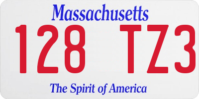 MA license plate 128TZ3
