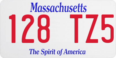 MA license plate 128TZ5