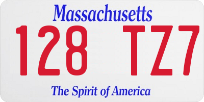 MA license plate 128TZ7