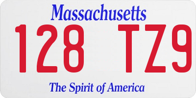 MA license plate 128TZ9