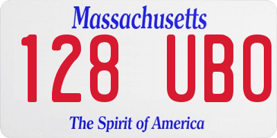 MA license plate 128UB0