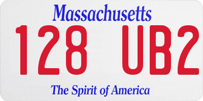 MA license plate 128UB2