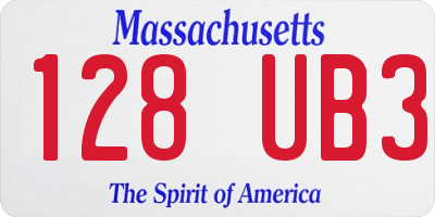 MA license plate 128UB3