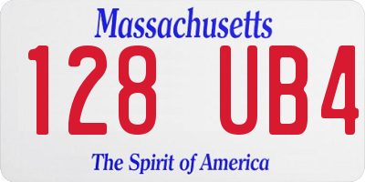 MA license plate 128UB4