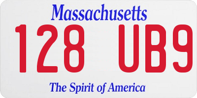 MA license plate 128UB9