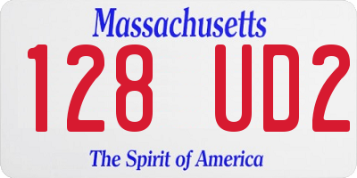 MA license plate 128UD2