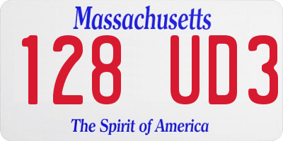 MA license plate 128UD3
