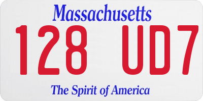 MA license plate 128UD7