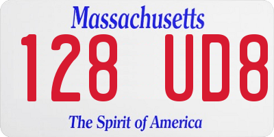 MA license plate 128UD8