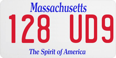 MA license plate 128UD9