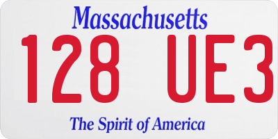 MA license plate 128UE3