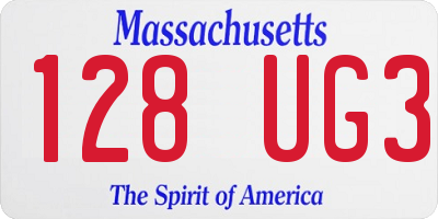 MA license plate 128UG3
