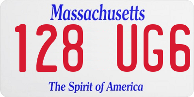 MA license plate 128UG6