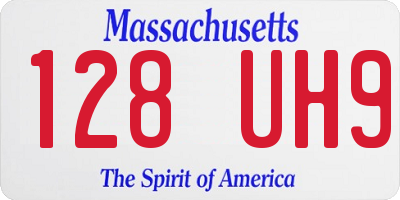 MA license plate 128UH9