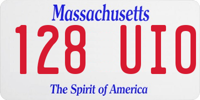 MA license plate 128UI0