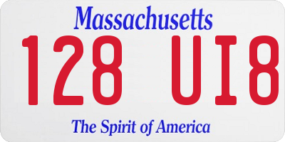 MA license plate 128UI8