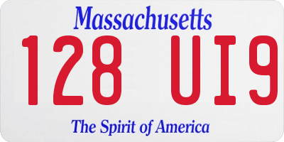 MA license plate 128UI9