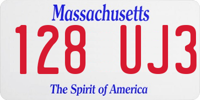 MA license plate 128UJ3