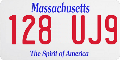 MA license plate 128UJ9