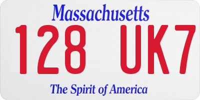 MA license plate 128UK7