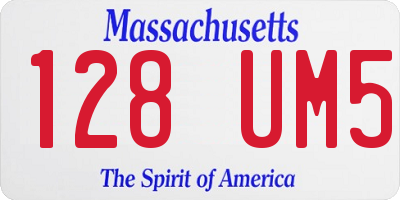 MA license plate 128UM5