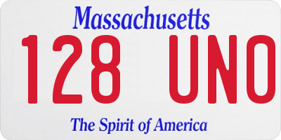 MA license plate 128UN0