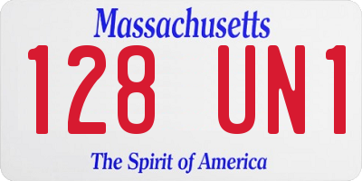 MA license plate 128UN1