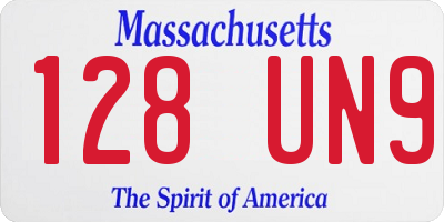 MA license plate 128UN9