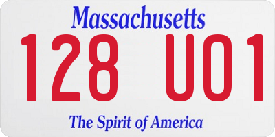MA license plate 128UO1