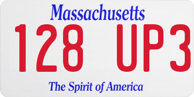 MA license plate 128UP3