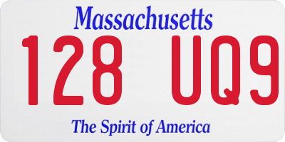 MA license plate 128UQ9