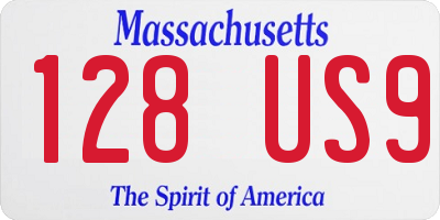 MA license plate 128US9
