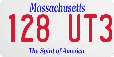 MA license plate 128UT3