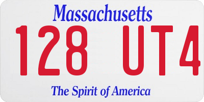 MA license plate 128UT4