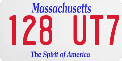 MA license plate 128UT7