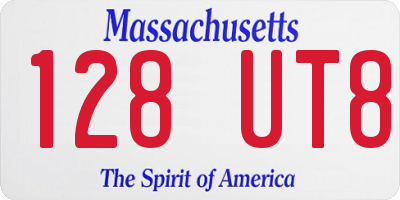 MA license plate 128UT8